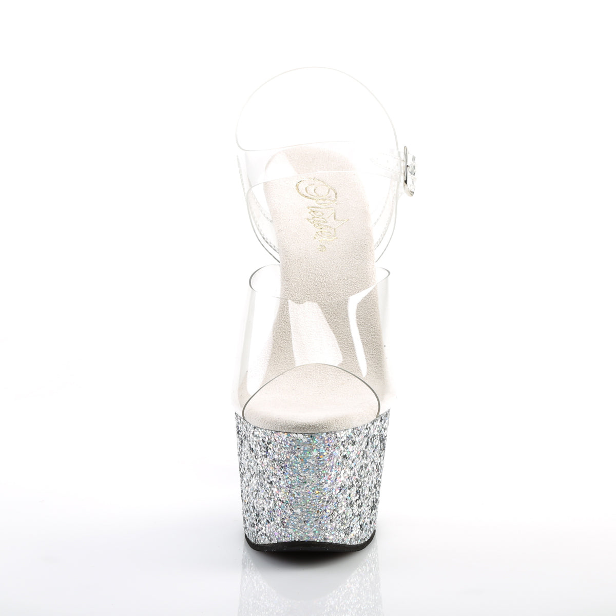 ADORE-708LG Pleaser Clear/Silver Multi Glitter Platform Shoes [Exotic Dance Shoes]