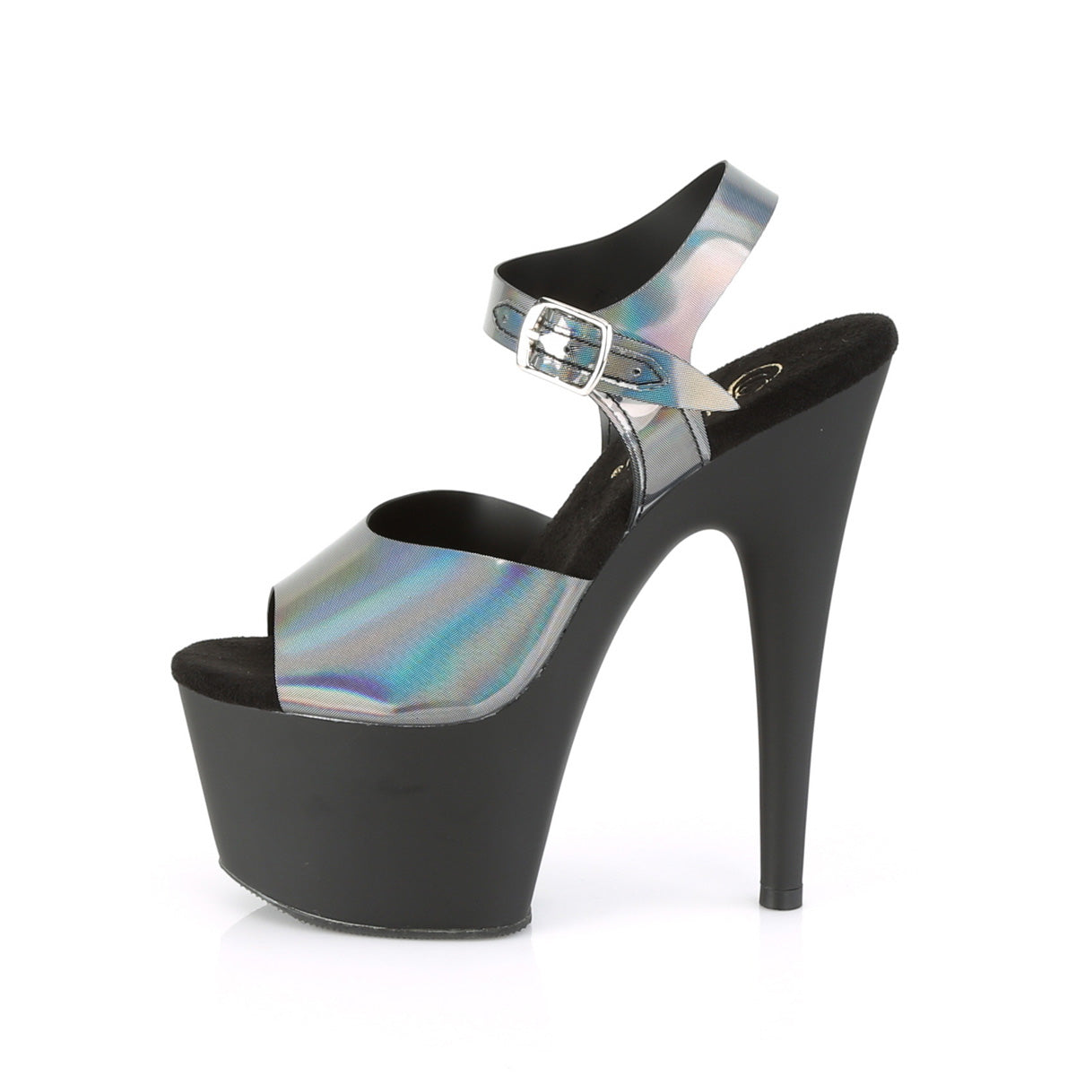 ADORE-708N-DT Pleaser Pewter Hologram TPU/Black Matte Platform Shoes [Exotic Dance Shoes]