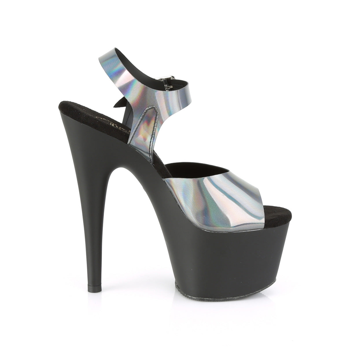 ADORE-708N-DT Pleaser Pewter Hologram TPU/Black Matte Platform Shoes [Exotic Dance Shoes]