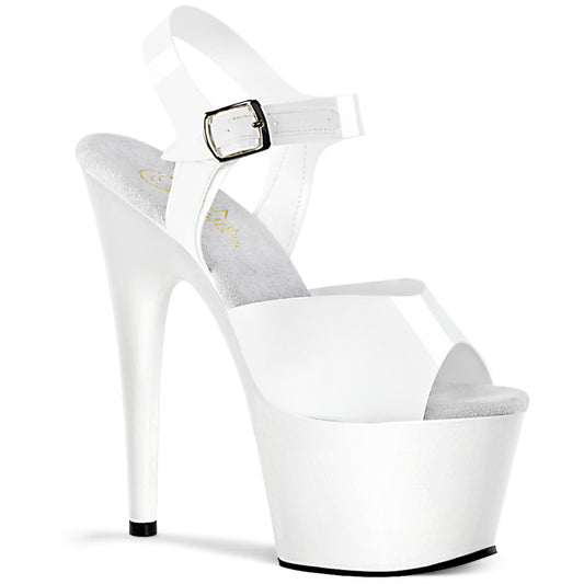 ADORE-708N Strippers Heels Pleaser Platforms (Exotic Dancing) Wht (Jelly-Like) TPU/Wht