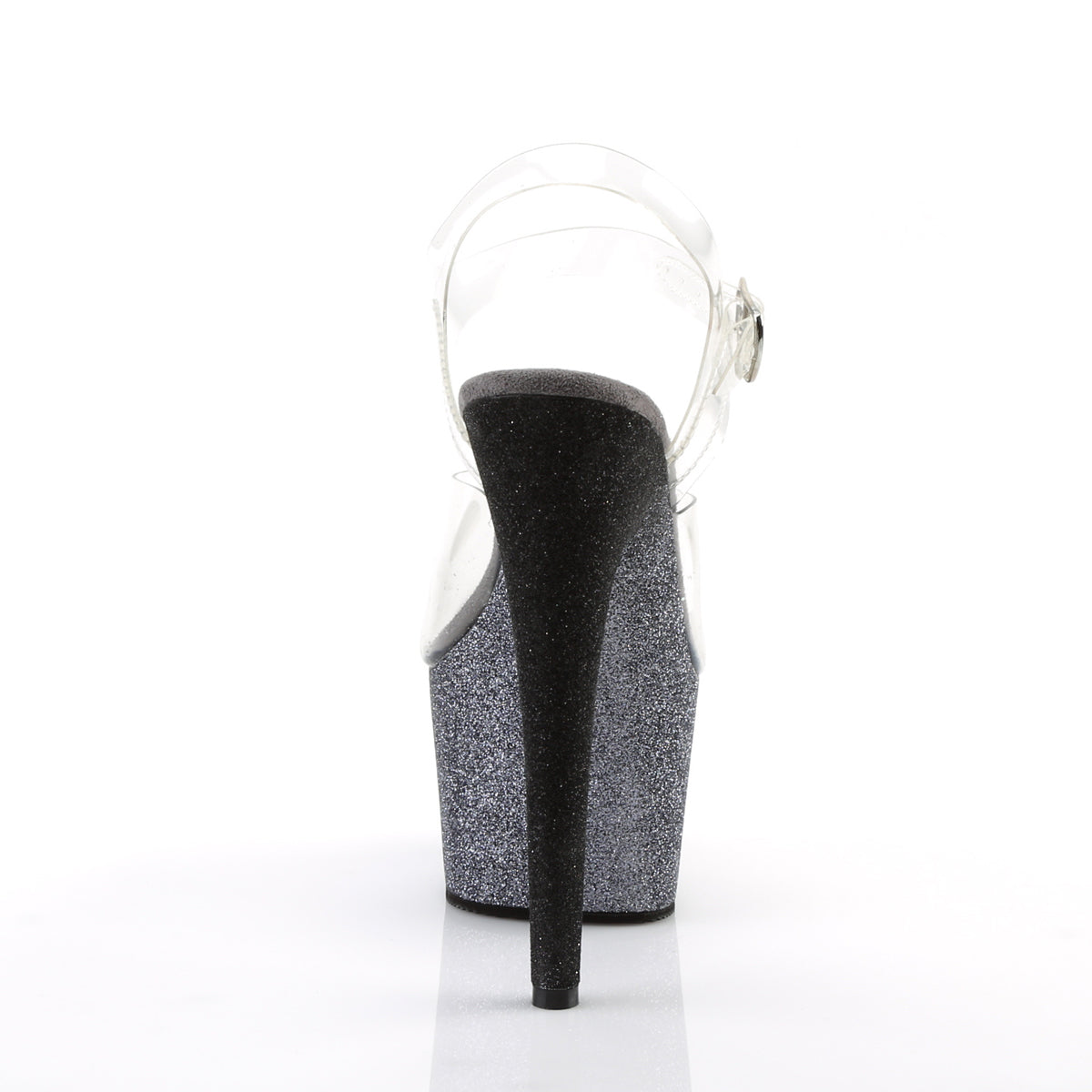 ADORE-708OMBRE Pleaser Clear/Silver-Black Ombre Platform Shoes [Exotic Dance Shoes]