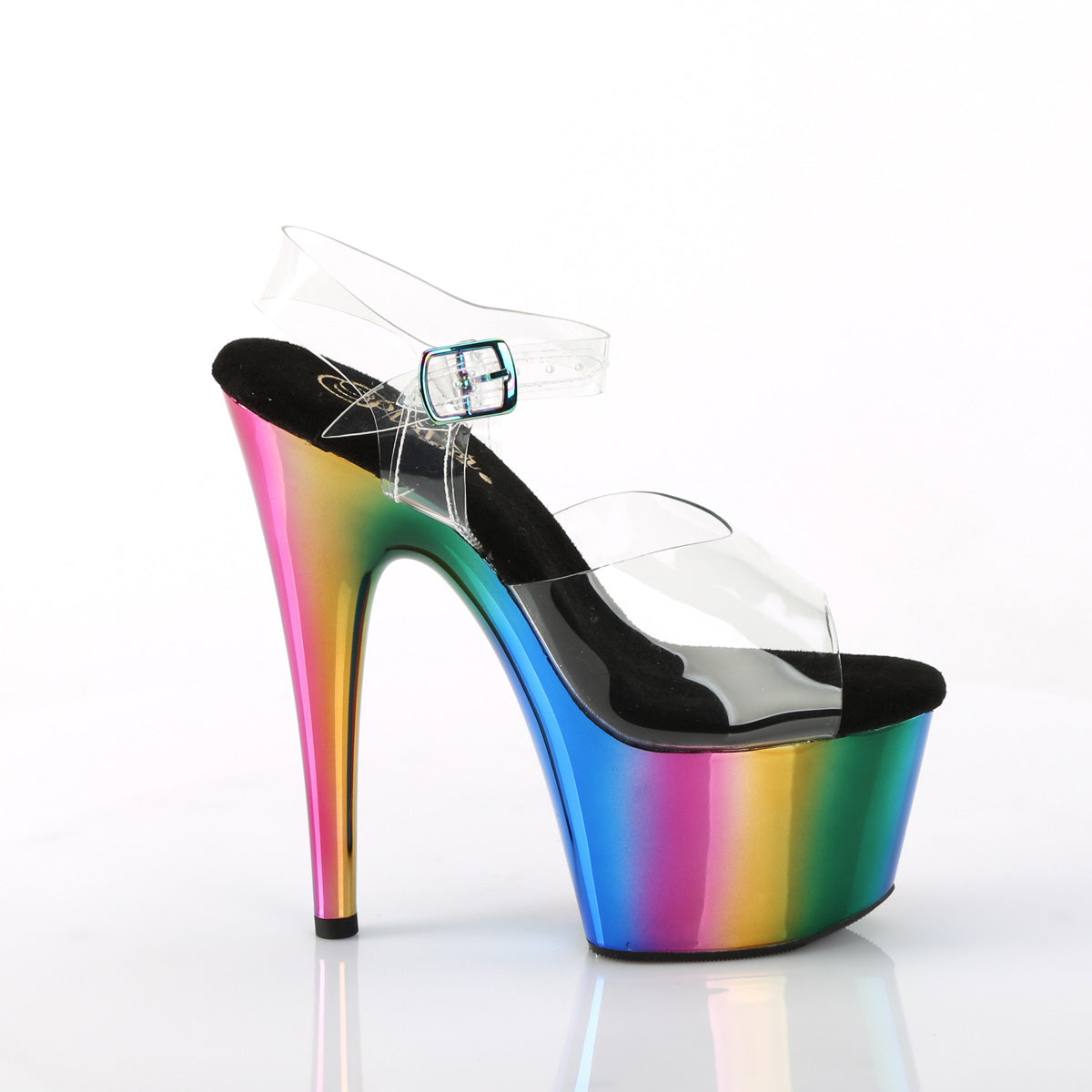 ADORE-708RC Pleaser Clear/Rainbow Chrome Platform Shoes [Exotic Dance Shoes]