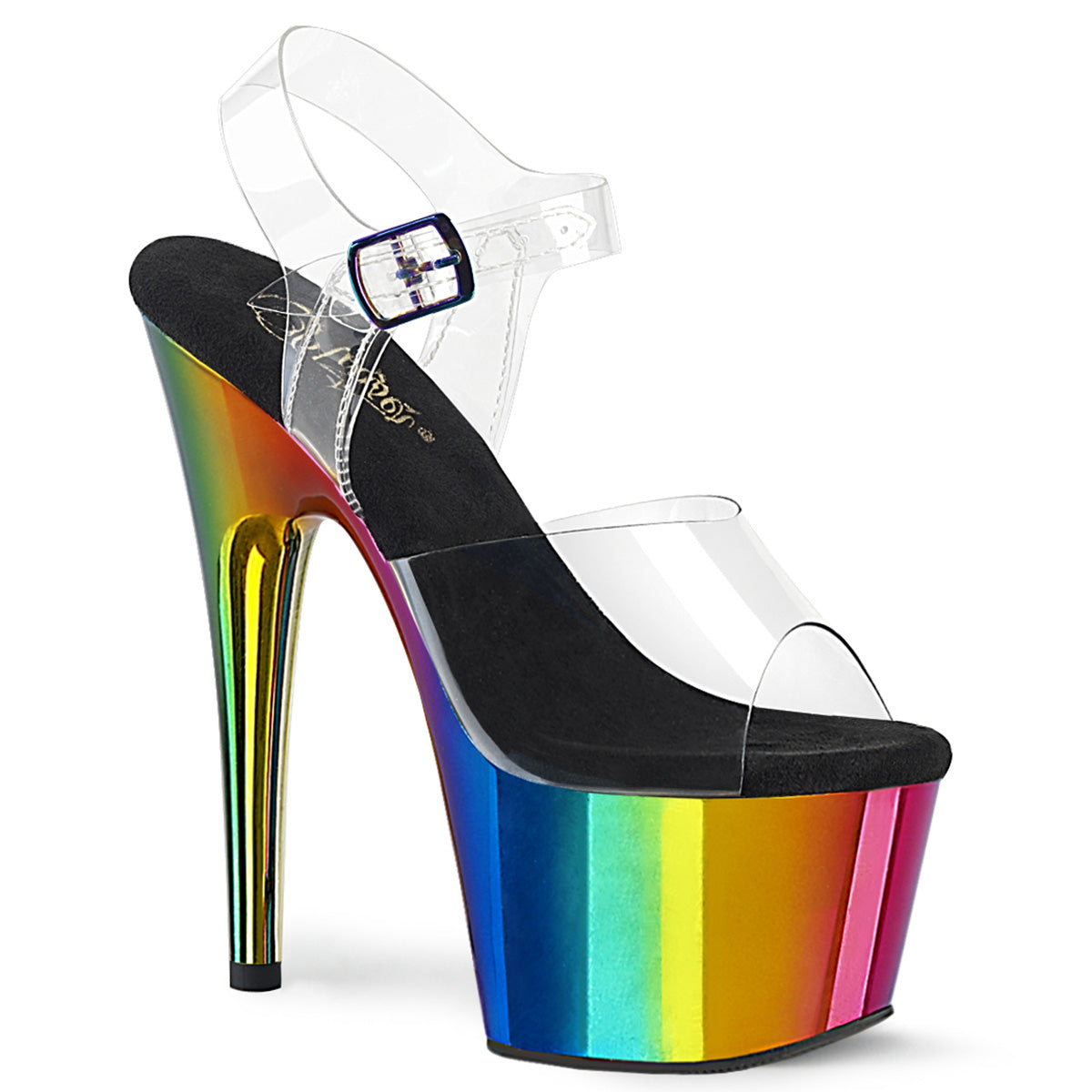 ADORE-708RC Strippers Heels Pleaser Platforms (Exotic Dancing) Clr/Rainbow Chrome