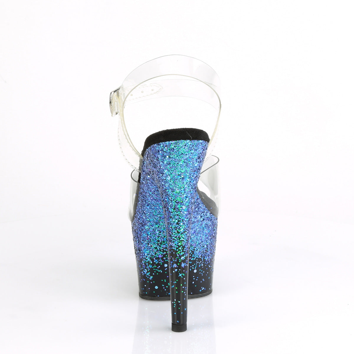 ADORE-708SS Pleaser Clear/Black-Blue Multi Glitter Platform Shoes [Exotic Dance Shoes]