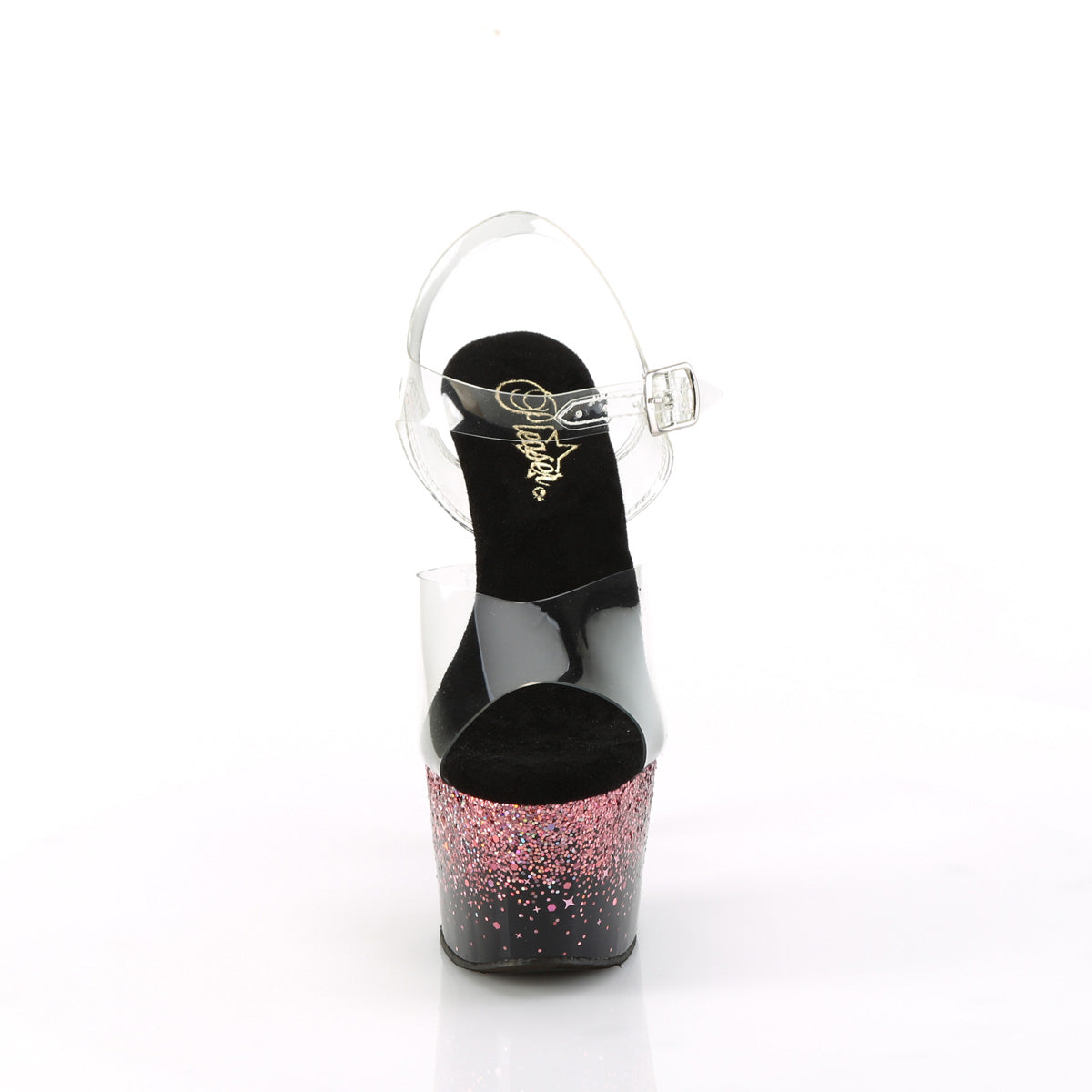 ADORE-708SS Pleaser Clear/Black-Pink Multi Glitter Platform Shoes [Exotic Dance Shoes]