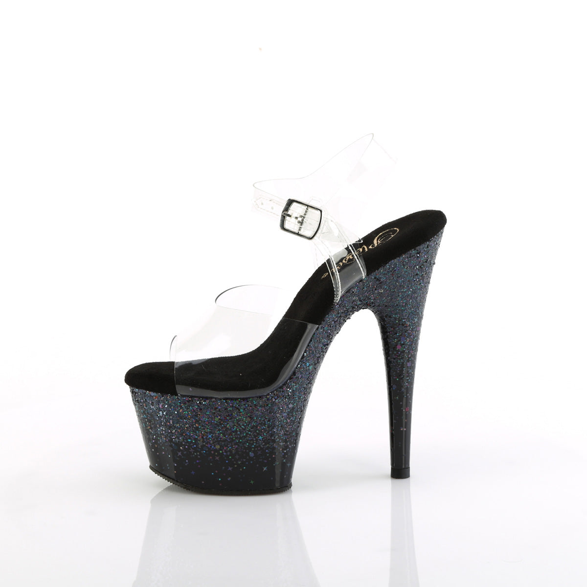 ADORE-708SS Pleaser Clear/Black Multi Glitter Platform Shoes [Exotic Dance Shoes]
