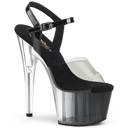 ADORE-708T-1 Strippers Heels Pleaser Platforms (Exotic Dancing) Smoke-Blk/Blk-Clr Ombre