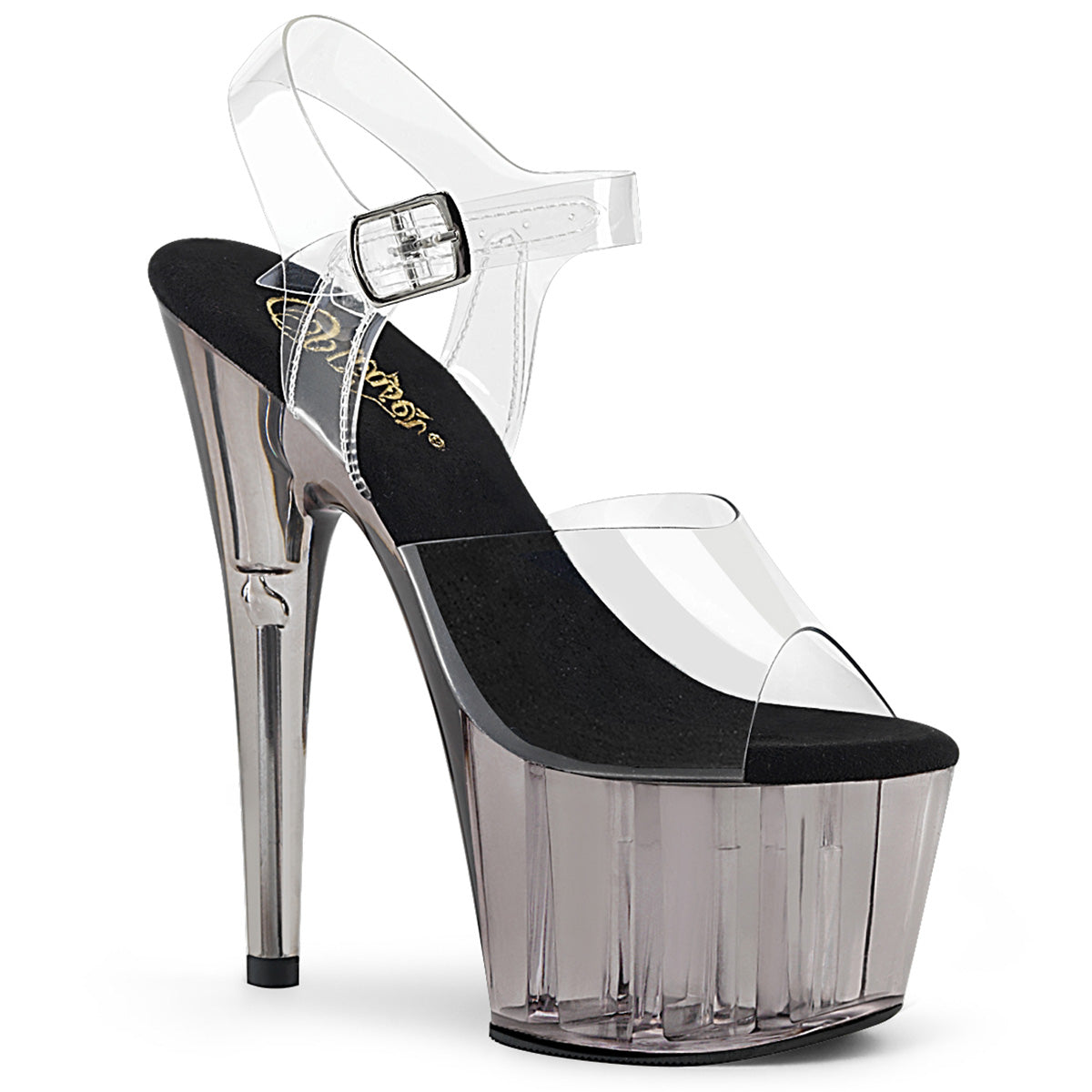 ADORE-708T Strippers Heels Pleaser Platforms (Exotic Dancing) Clr/Smoke Tinted