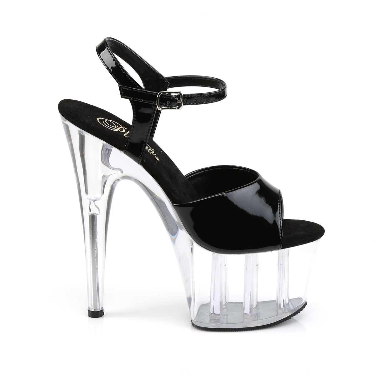 ADORE-709 Pleaser Black Patent/ Clear Platform Shoes [Exotic Dance Shoes]