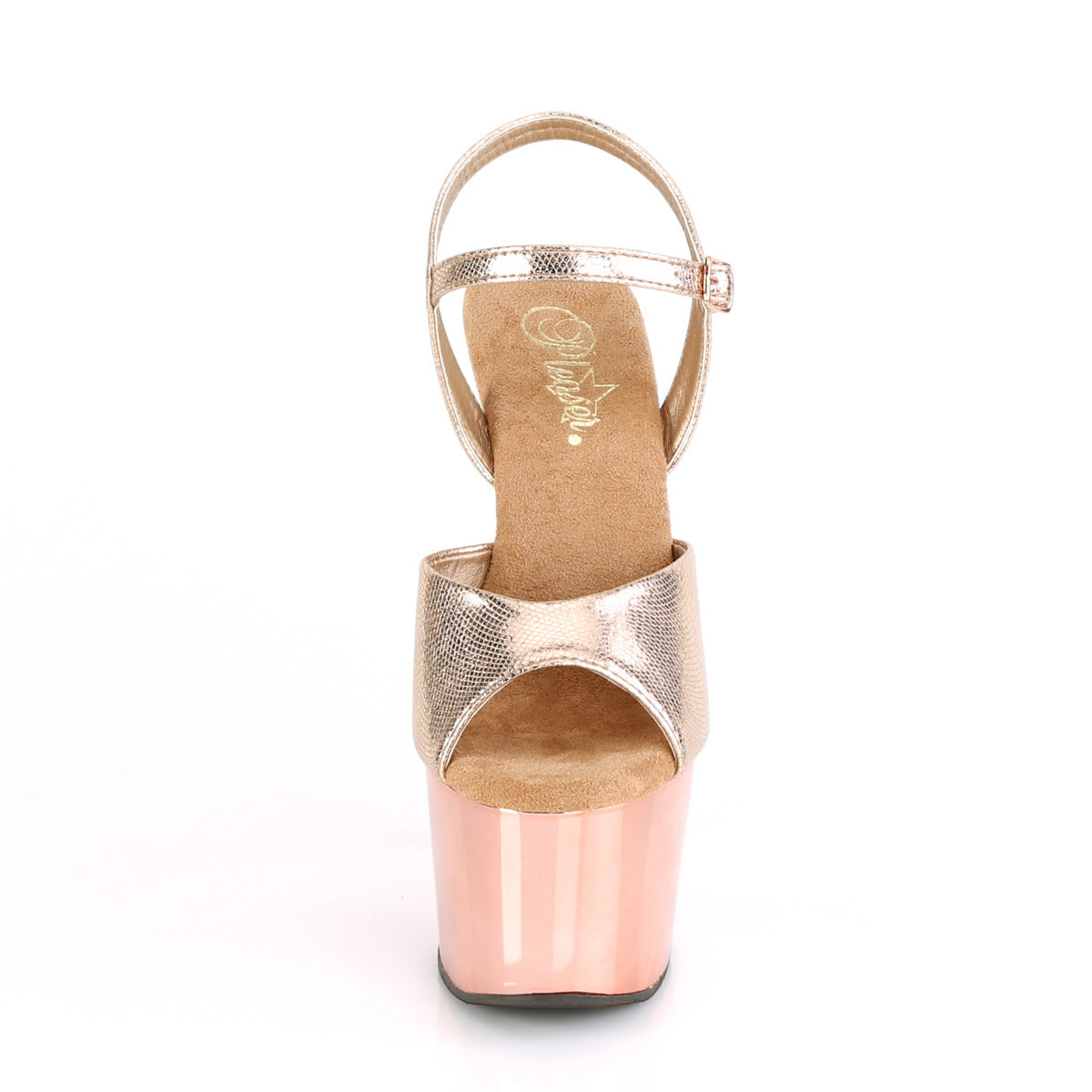 ADORE-709 Pleaser Rose Gold Textured Metallic Chrome Platform Shoes [Exotic Dance Shoes]