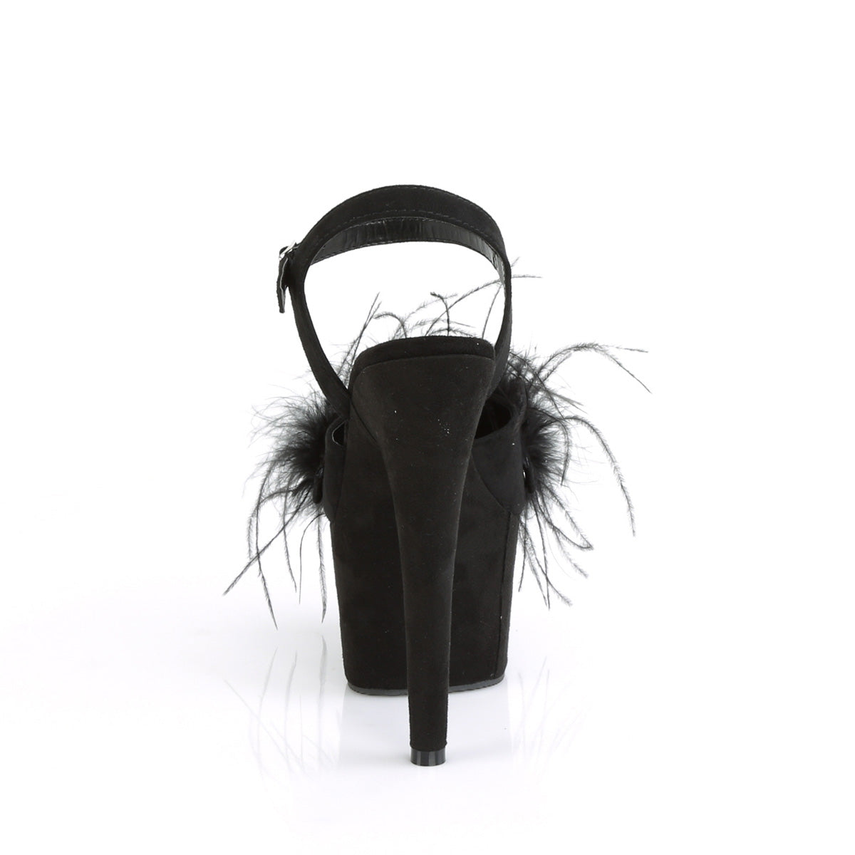 ADORE-709F Pleaser Black Faux Suede-Feather/Black Faux Suede Platform Shoes [Exotic Dance Shoes]