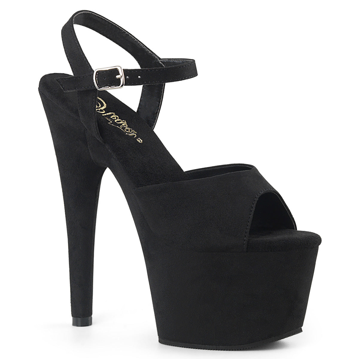 ADORE-709FS Strippers Heels Pleaser Platforms (Exotic Dancing) Blk Faux Suede/Blk Faux Suede