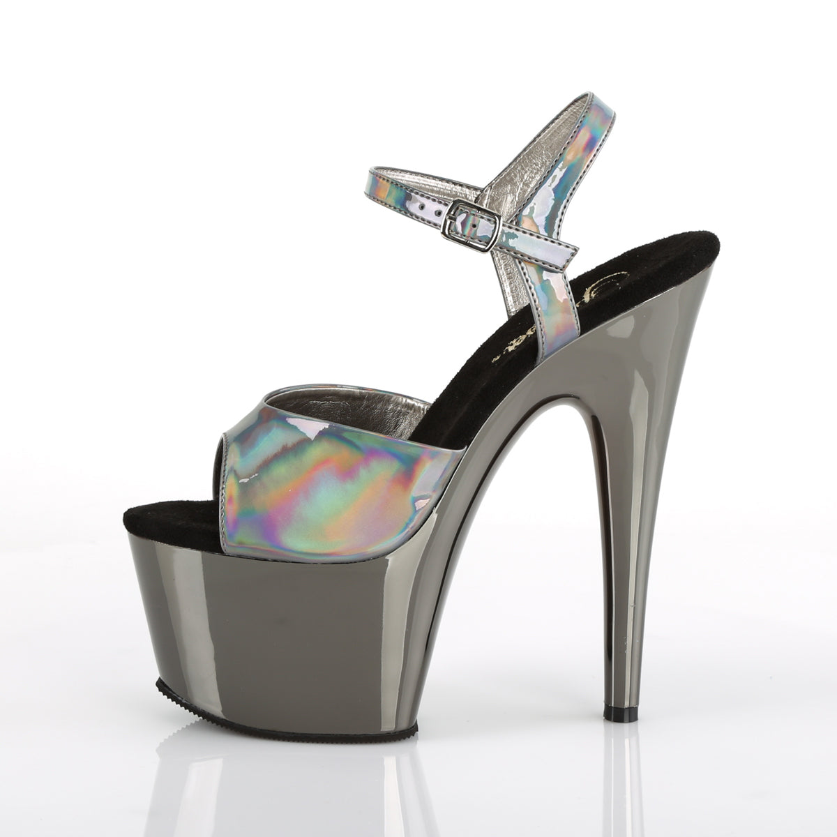 ADORE-709HGCH Pleaser Pewter Hologram/Pewter Chrome Platform Shoes [Exotic Dance Shoes]