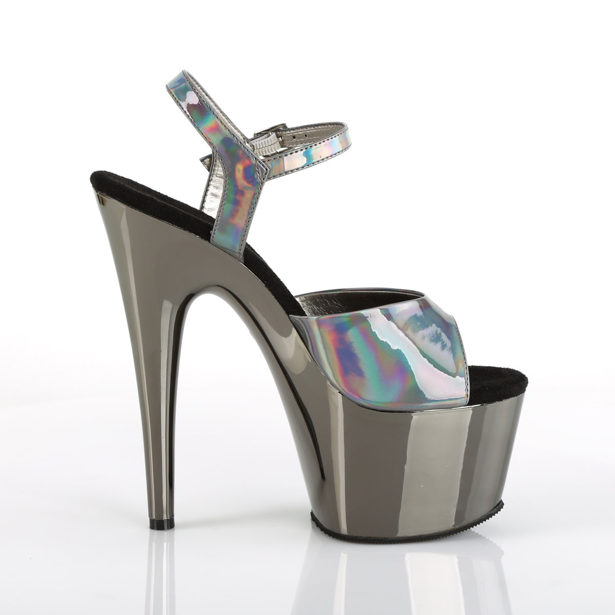 ADORE-709HGCH Pleaser Pewter Hologram/Pewter Chrome Platform Shoes [Exotic Dance Shoes]