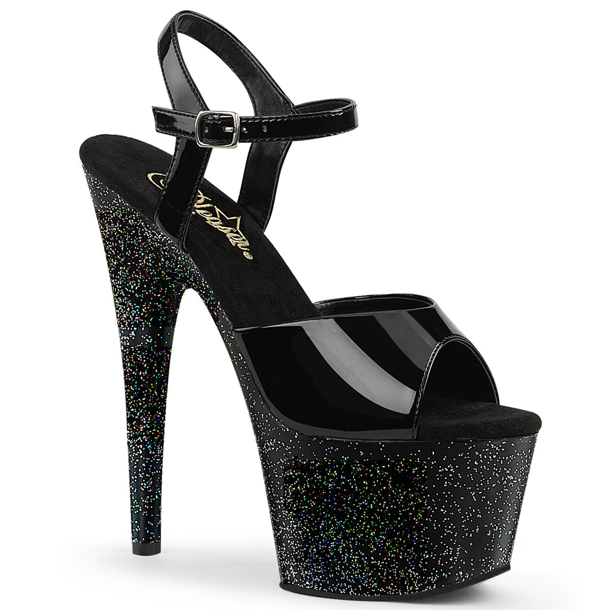 ADORE-709MG Strippers Heels Pleaser Platforms (Exotic Dancing) Blk Pat/Blk