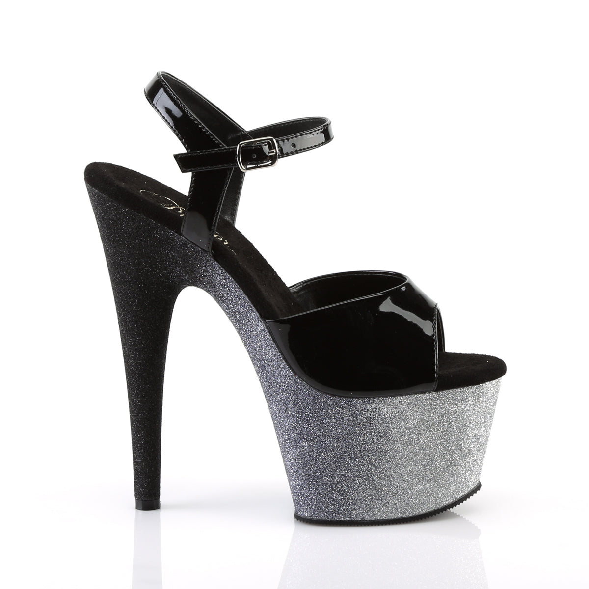 ADORE-709OMBRE Pleaser Black Patent/Silver-Black Ombre Platform Shoes [Exotic Dance Shoes]