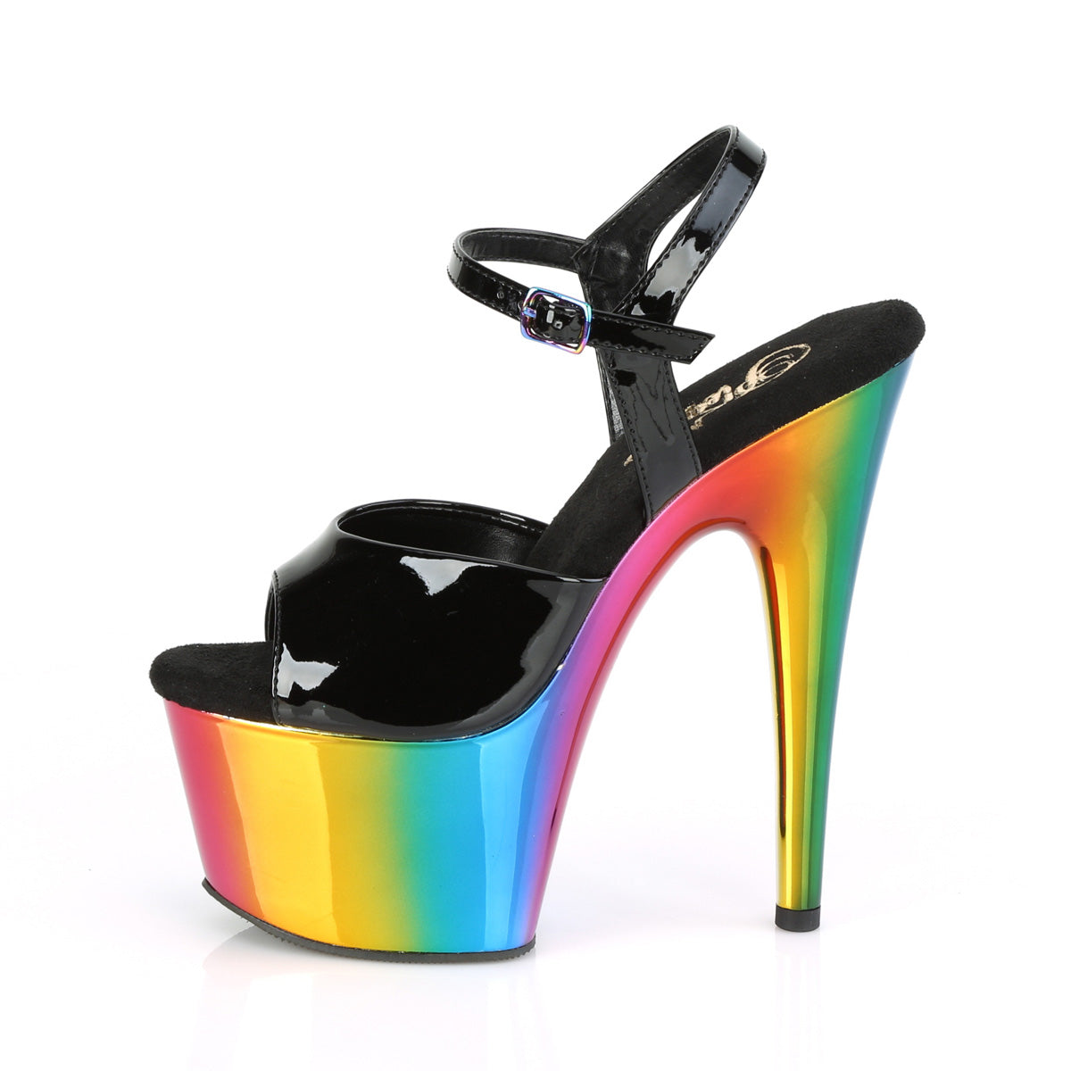 ADORE-709RC Pleaser Black Patent/Rainbow Chrome Platform Shoes [Exotic Dance Shoes]