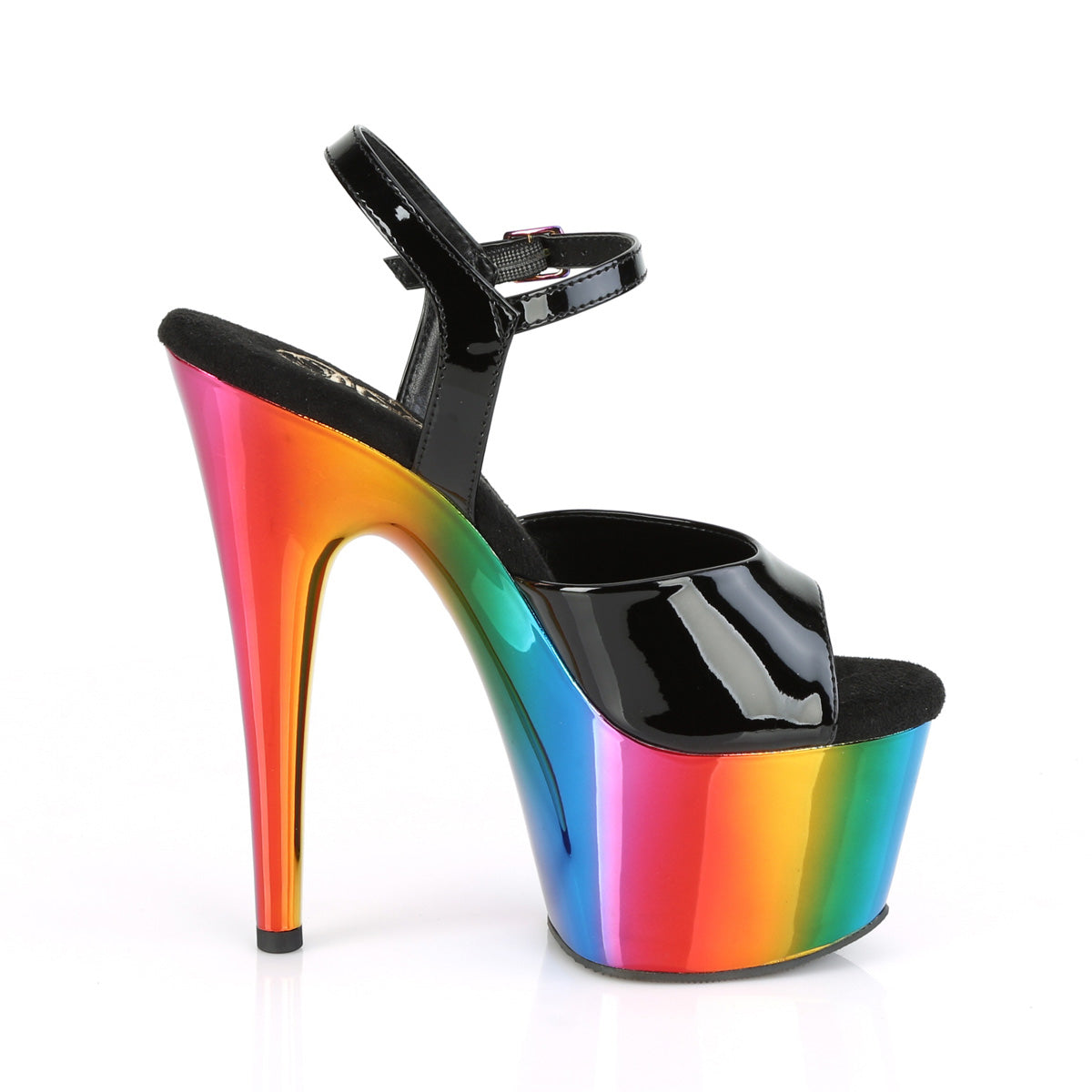 ADORE-709RC Pleaser Black Patent/Rainbow Chrome Platform Shoes [Exotic Dance Shoes]