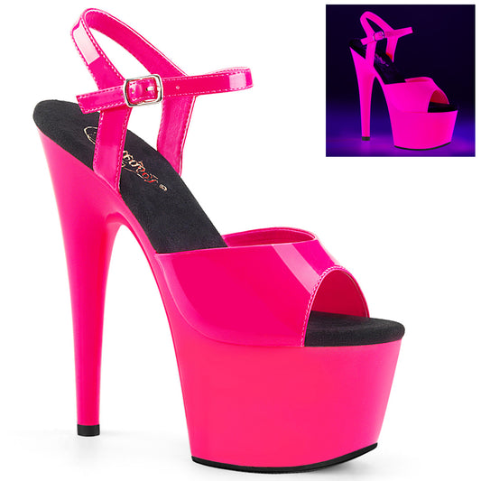 ADORE-709UV Strippers Heels Pleaser Platforms (Exotic Dancing) Neon H. Pink Pat/Neon H. Pink