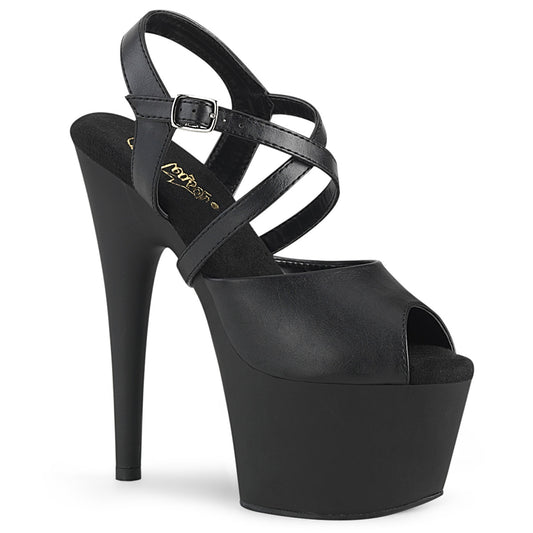 ADORE-724 Strippers Heels Pleaser Platforms (Exotic Dancing) Blk Faux Leather/Blk Matte