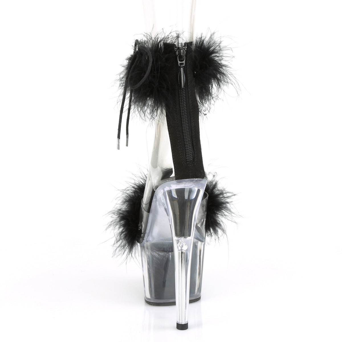 ADORE-724F Pleaser Clear-Black Fur/Black Fur Platform Shoes [Exotic Dance Shoes]