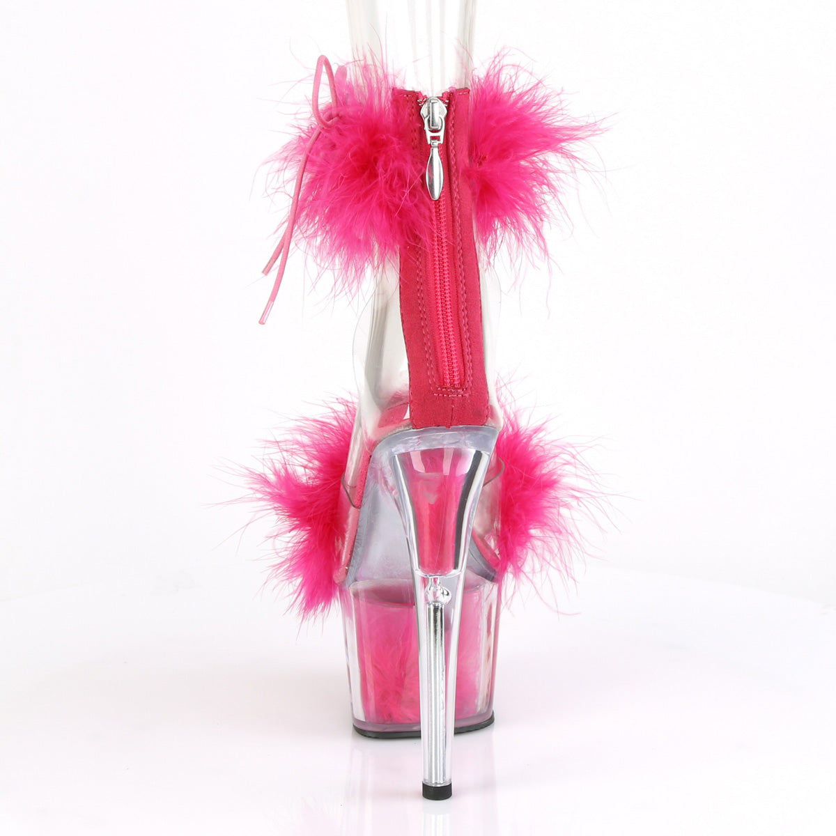 ADORE-724F Pleaser Clear-H Pink Fur/H Pink Fur Platform Shoes [Exotic Dance Shoes]