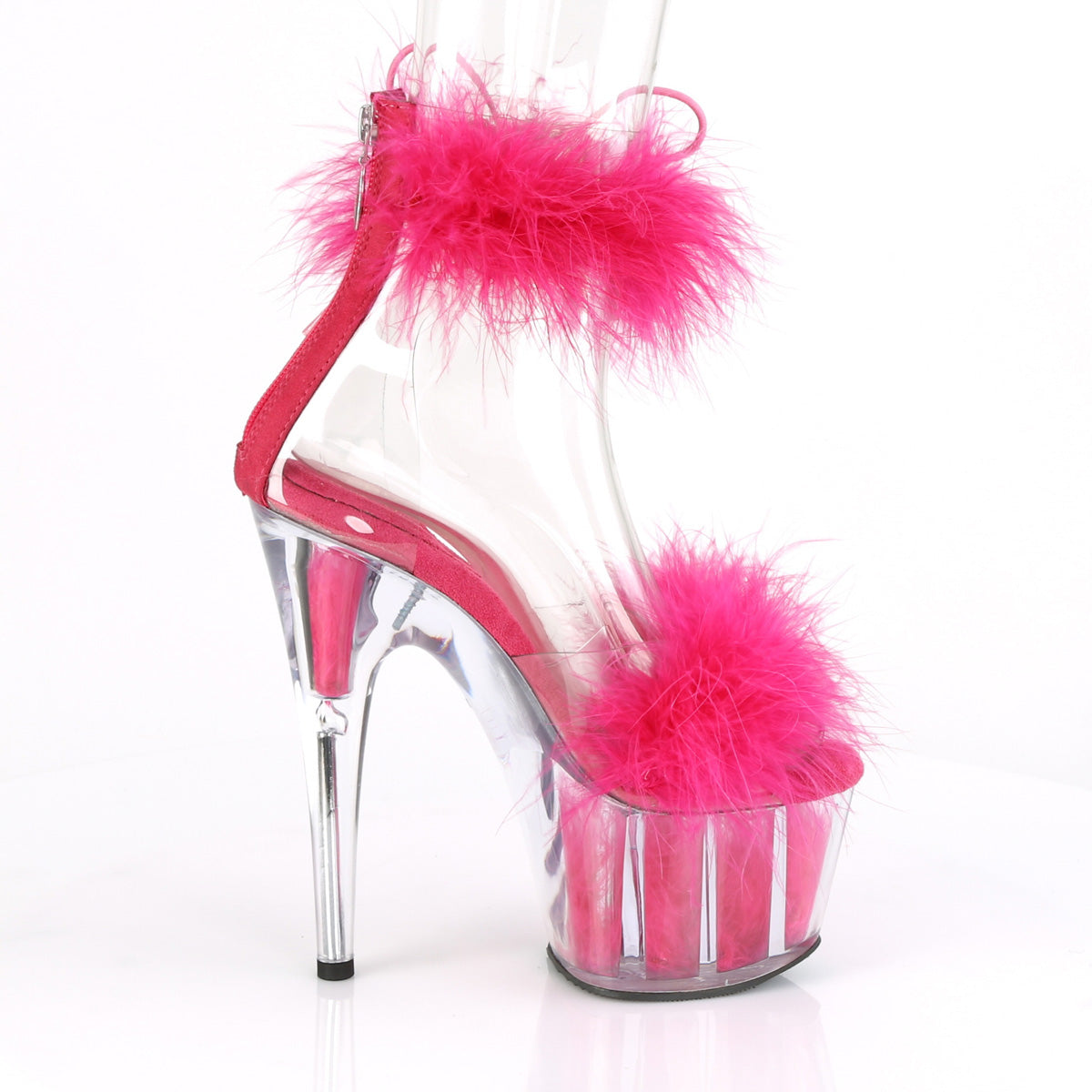 ADORE-724F Pleaser Clear-H Pink Fur/H Pink Fur Platform Shoes [Exotic Dance Shoes]