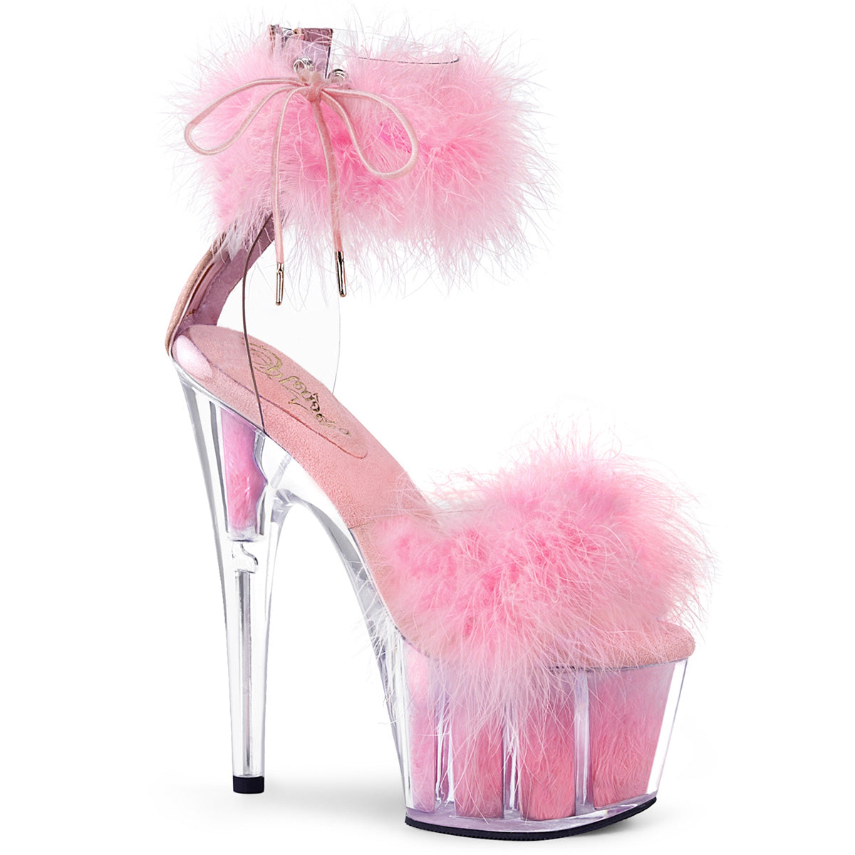 ADORE-724F Strippers Heels Pleaser Platforms (Exotic Dancing) Clr-B. Pink Fur/B. Pink Fur