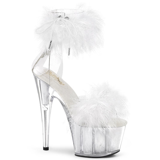 ADORE-724F Strippers Heels Pleaser Platforms (Exotic Dancing) Clr-Wht Fur/Wht Fur