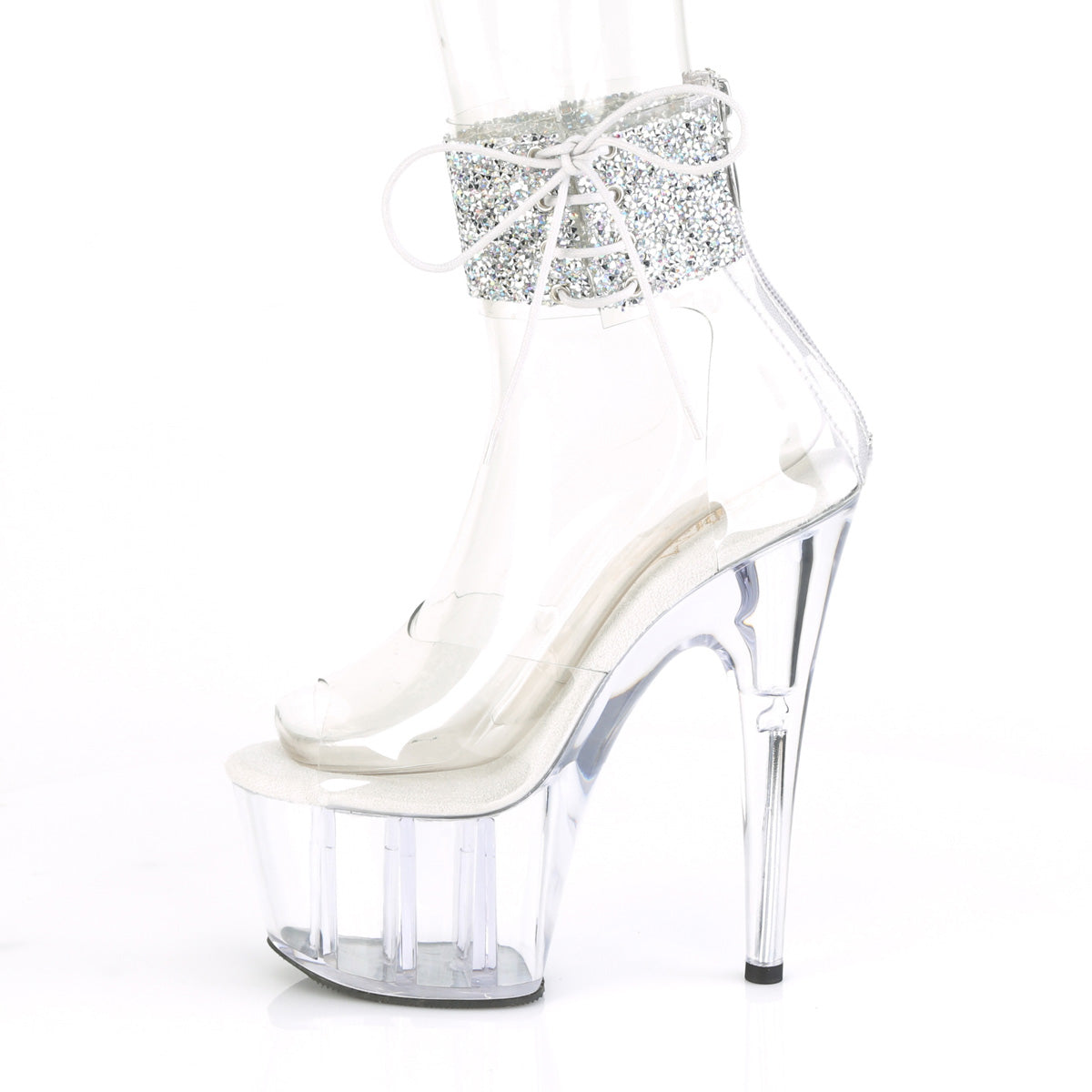 ADORE-724RS-02 Pleaser Clear-Silver Rhinestones/Clear Platform Shoes [Exotic Dance Shoes]