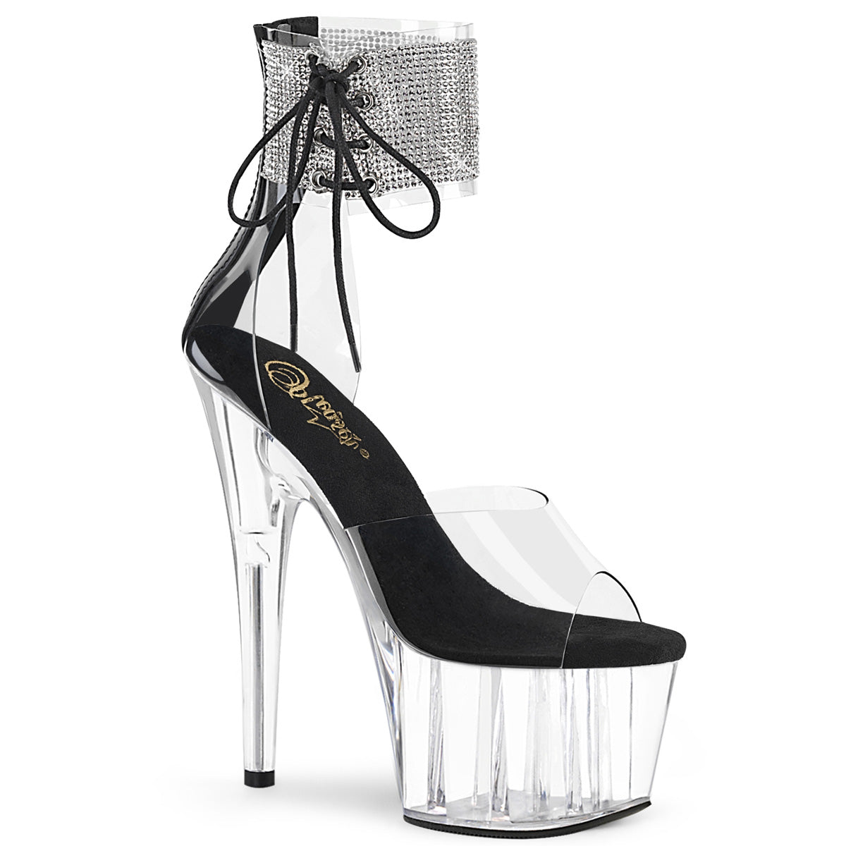 ADORE-724RS Strippers Heels Pleaser Platforms (Exotic Dancing) Clr-Blk/Clr