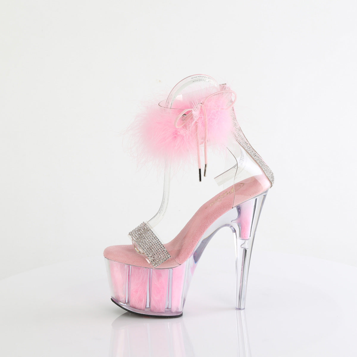 ADORE-727F Pleaser Clear-B Pink Fur Platform Shoes [Exotic Dance Shoes]