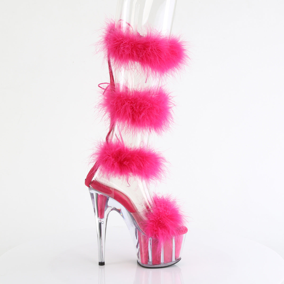 ADORE-728F Pleaser Clear-H Pink Fur Platform Shoes [Exotic Dance Shoes]