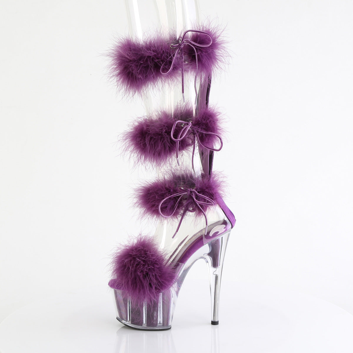 ADORE-728F Pleaser Clear-Purple Fur Platform Shoes [Exotic Dance Shoes]