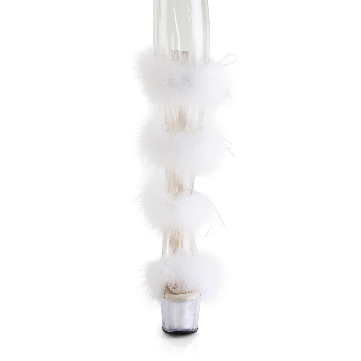 ADORE-728F Pleaser Clear-White Fur Platform Shoes [Exotic Dance Shoes]