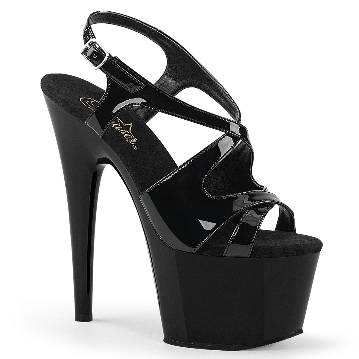 ADORE-730 Strippers Heels Pleaser Platforms (Exotic Dancing) Blk Pat/Blk