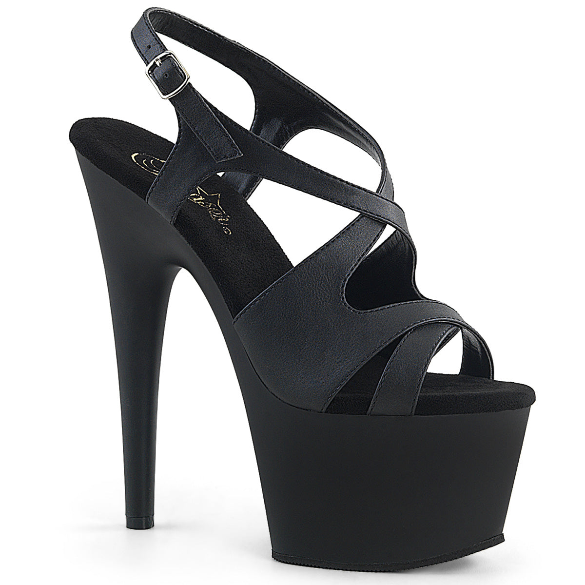 ADORE-730 Strippers Heels Pleaser Platforms (Exotic Dancing) Blk Faux Leather/Blk Matte