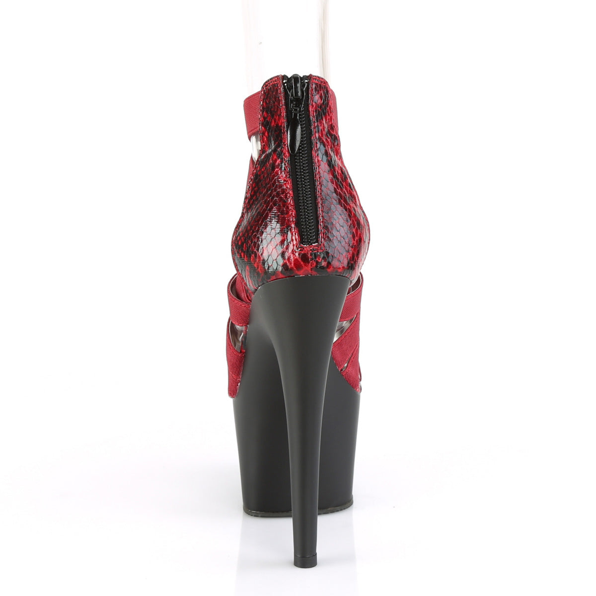 ADORE-748SP Pleaser Wine Elastic Band-Snake Print Patent/Black Matte Platform Shoes [Exotic Dance Shoes]