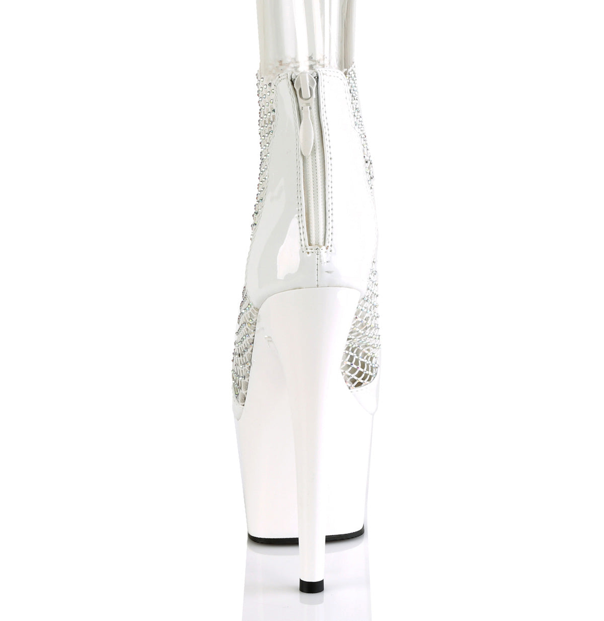 ADORE-765RM Pleaser White Patent-Rhinestones Mesh/White Platform Shoes [Exotic Dance Shoes]