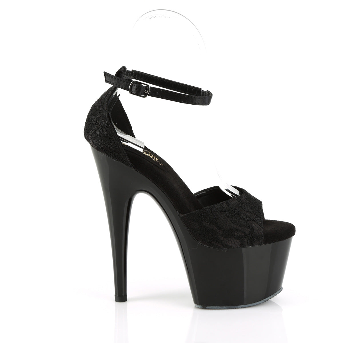 ADORE-768 Pleaser Black Satin-Black Lace/Black Platform Shoes [Exotic Dance Shoes]