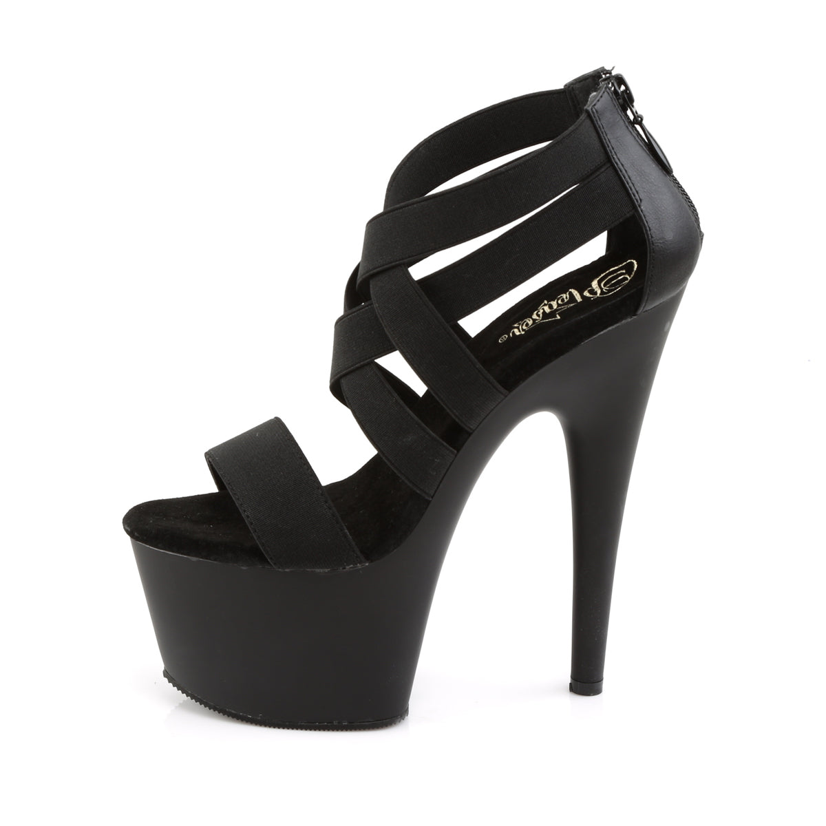 ADORE-769 Pleaser Black Elastic Band-Faux Leather/Black Matte Platform Shoes [Exotic Dance Shoes]