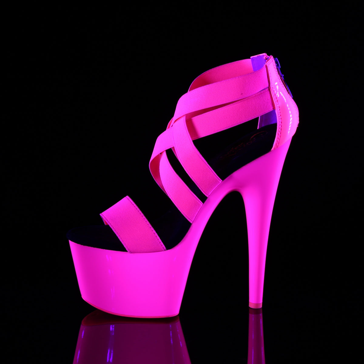 ADORE-769UV Pleaser Neon H Pink Elastic Band-Patent/Neon H Pink Platform Shoes [Exotic Dance Shoes]