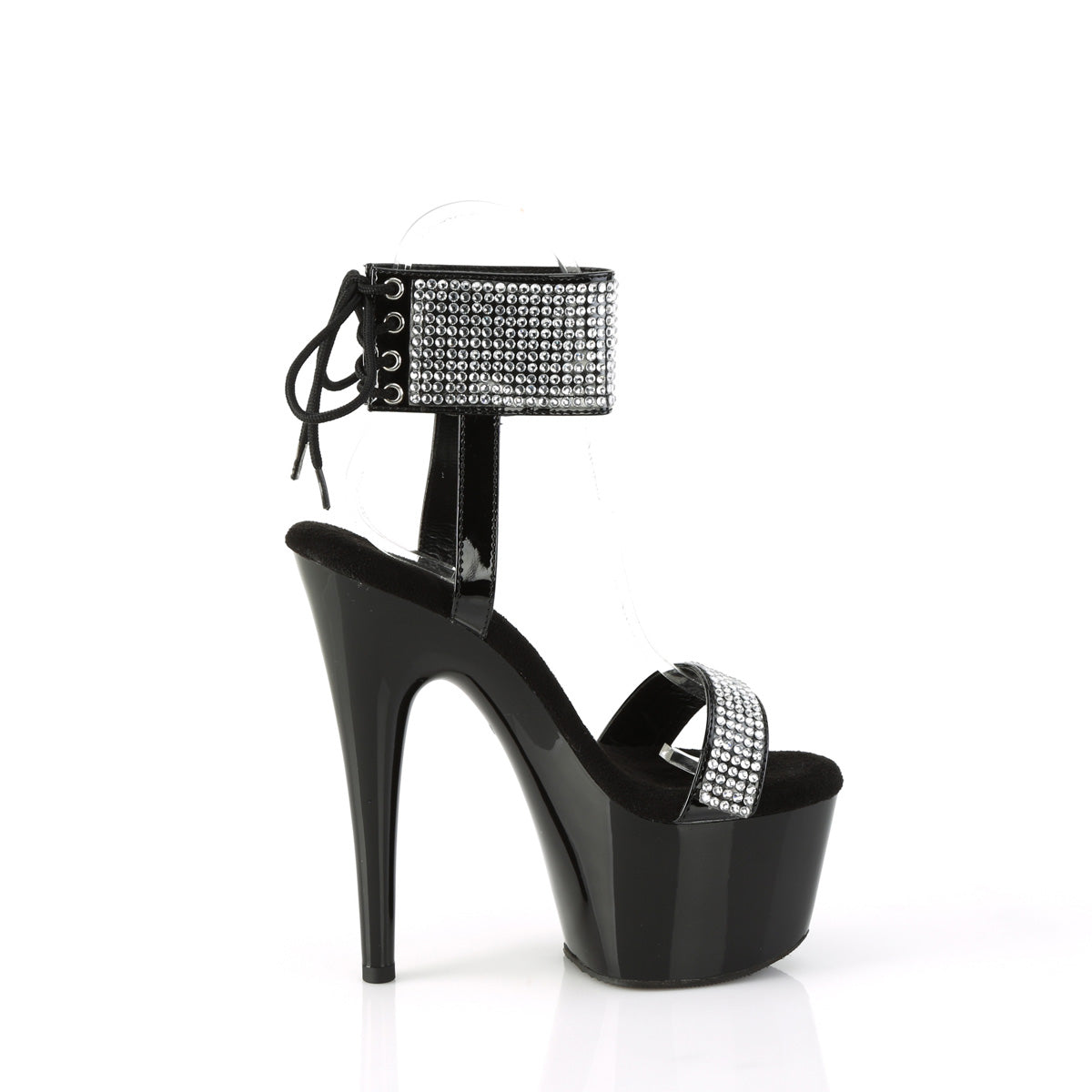 ADORE-770 Pleaser Black Patent-Rhinestones/Black Platform Shoes [Exotic Dance Shoes]