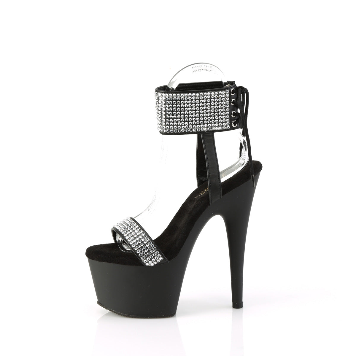 ADORE-770 Pleaser Black Faux Leather-Rhinestones/Black Matte Platform Shoes [Exotic Dance Shoes]