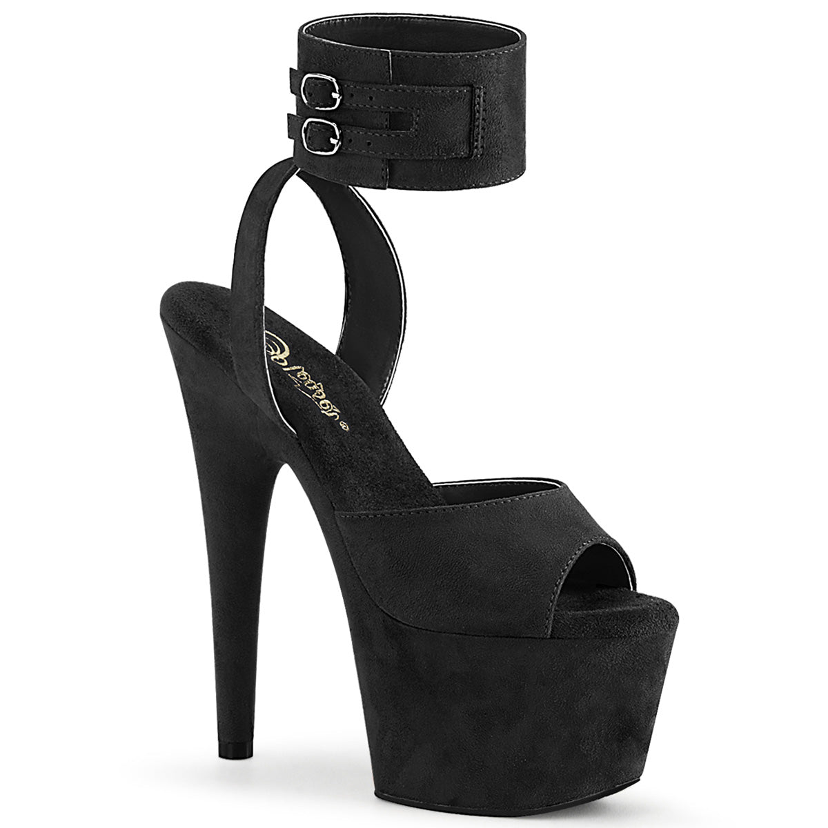 ADORE-791FS Strippers Heels Pleaser Platforms (Exotic Dancing) Blk Faux Suede/Blk Faux Suede