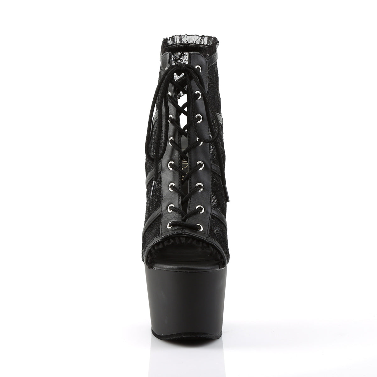 ADORE-796LC Pleaser Black Mesh Lace/Black Matte Platform Shoes [Exotic Dance Shoes]