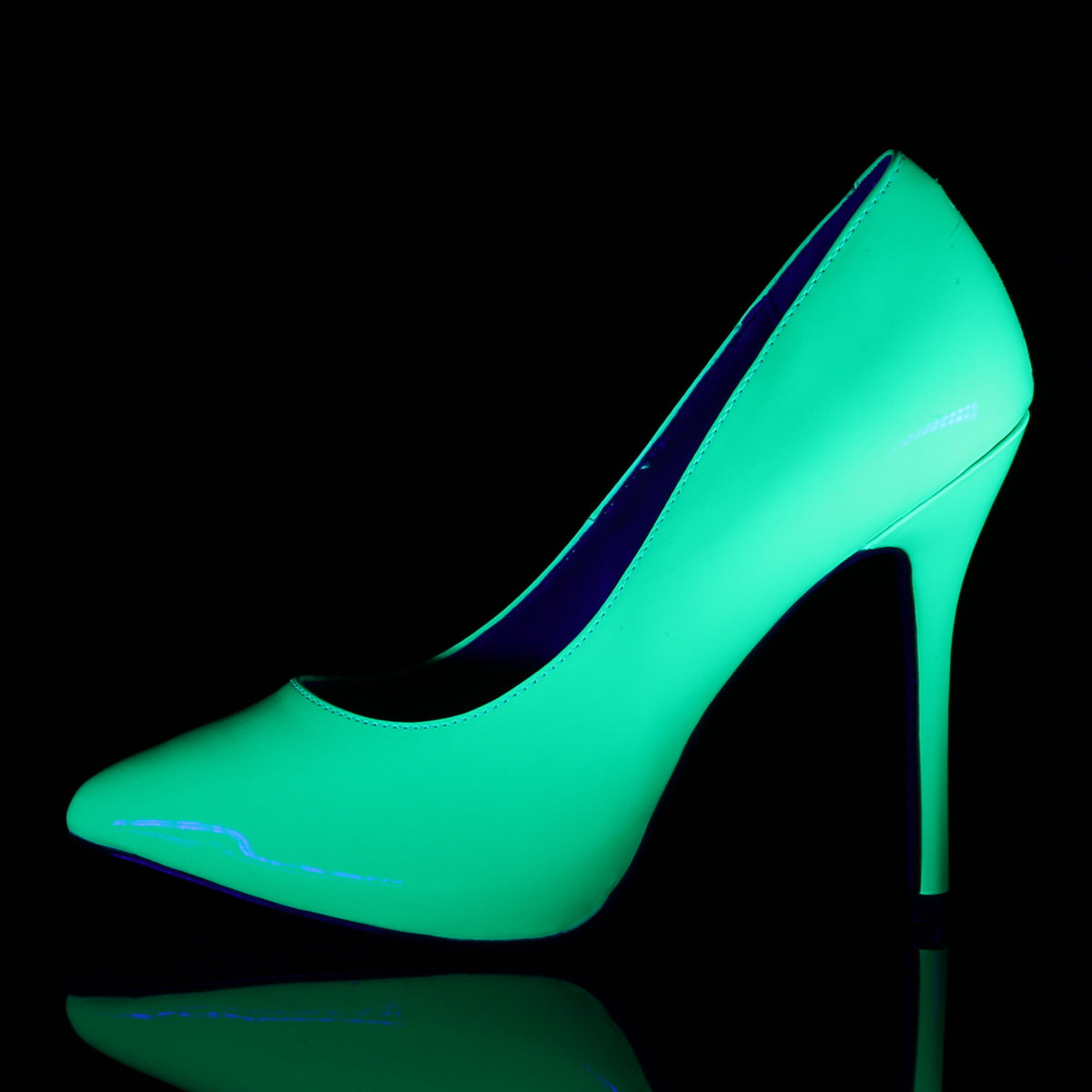 AMUSE-20 Pleaser Neon Green Patent Single Sole Shoes [Sexy Shoes]