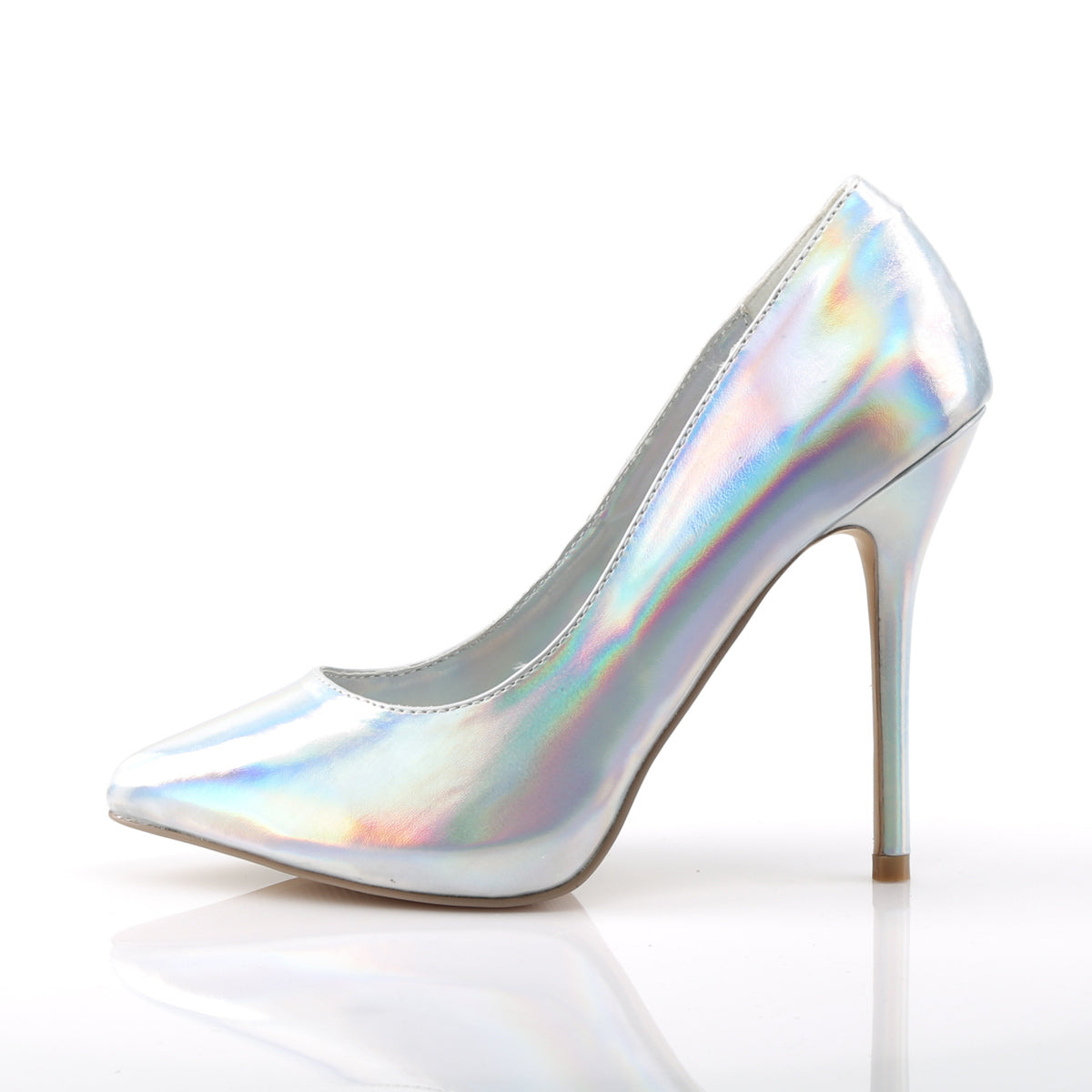 AMUSE-20 Pleaser Silver Hologram Pu Single Sole Shoes [Sexy Shoes]