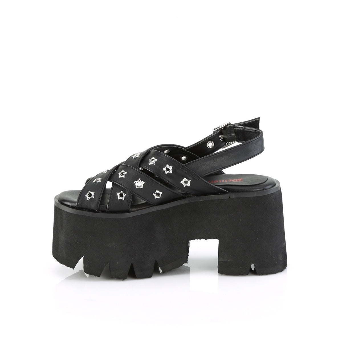 ASHES-12 Demonia Black Vegan Leather Women's Sandals [Alternative Footwear]
