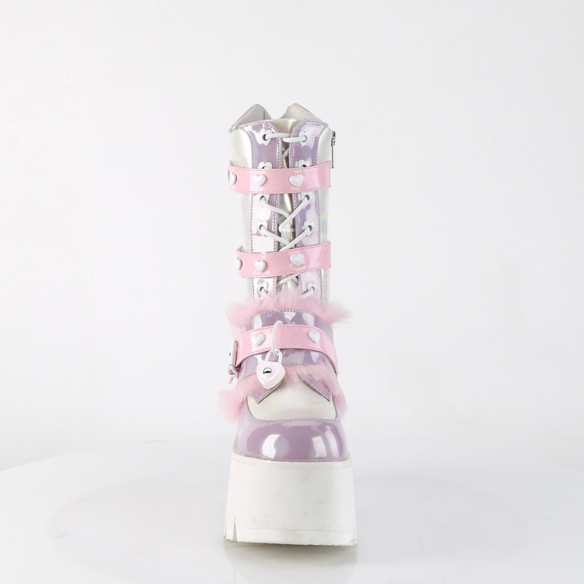 ASHES-120 Demonia B.Pink-Lavender Holographic Patent Women's Mid-Calf & Knee High Boots [Demonia Cult Alternative Footwear]